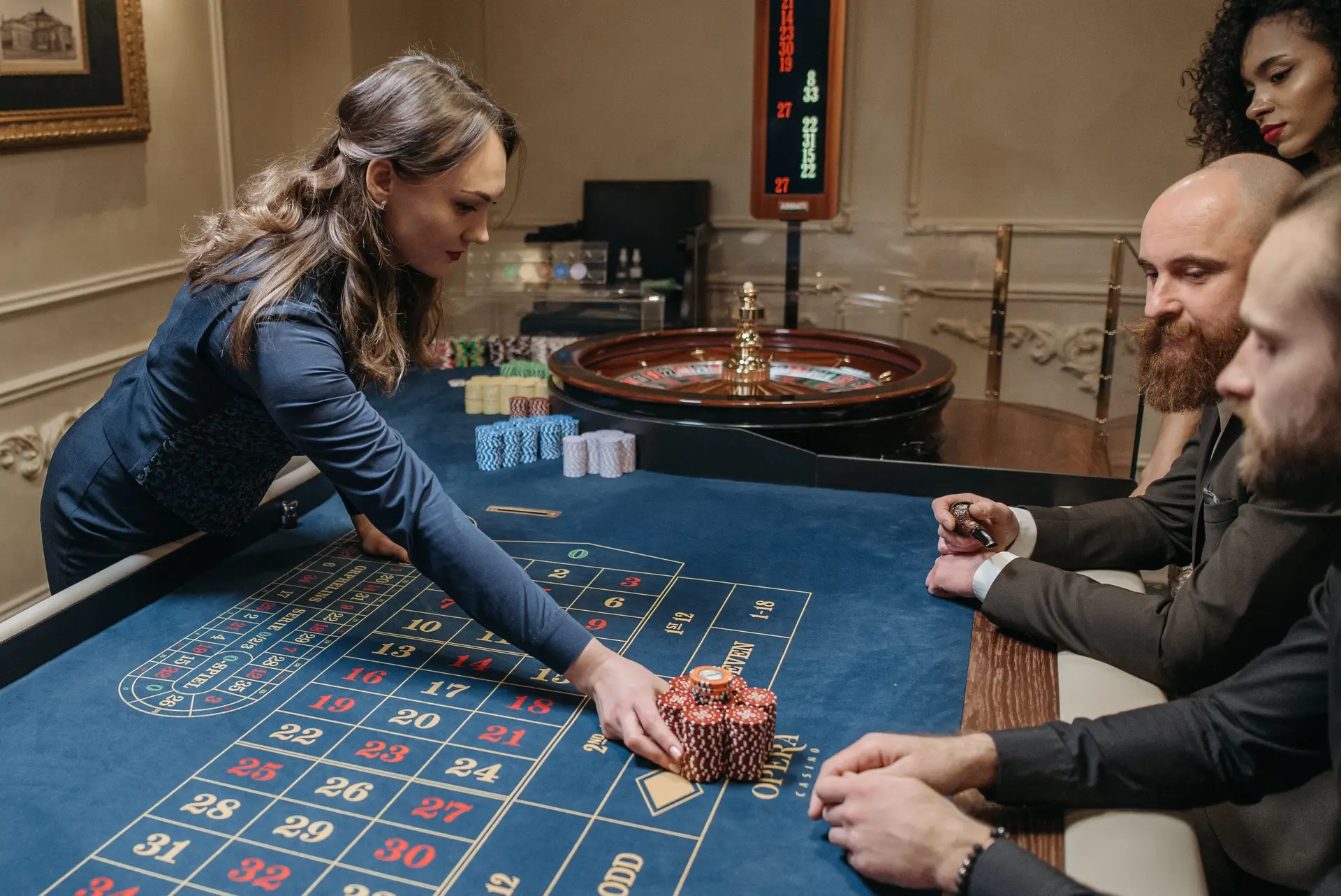 table de roulette en activité